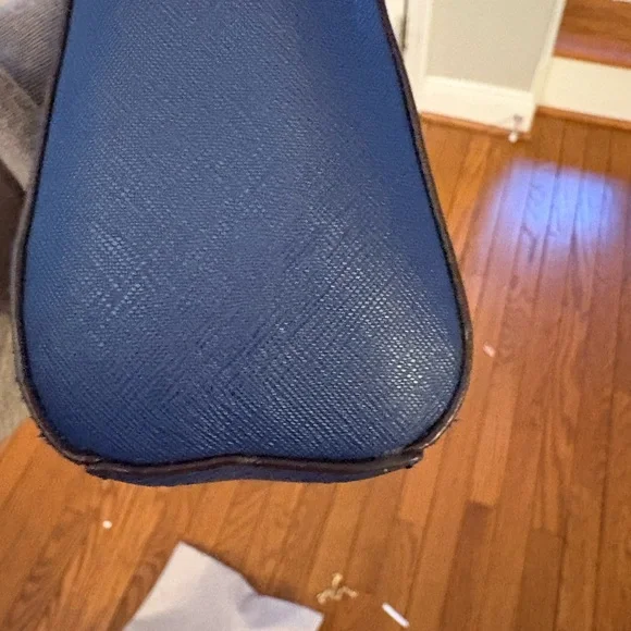 Lo & Sons Pearl Handbag, Blue/Navy Saffiano with Gold Hardware - Picture 14 of 15